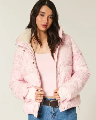All-weather pufferjas met voering van imitatiebont