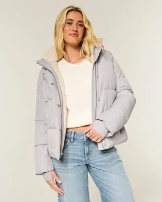 All-weather pufferjas met voering van imitatiebont