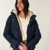 All-weather pufferjas met voering van imitatiebont