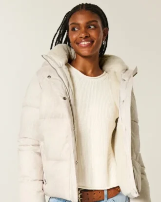 All-weather pufferjas met voering van imitatiebont