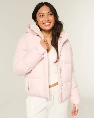 All-weather pufferjas met voering van imitatiebont