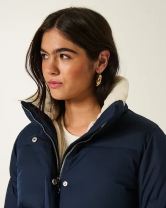 All-weather pufferjas met voering van imitatiebont