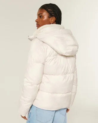 All-weather pufferjas met voering van imitatiebont