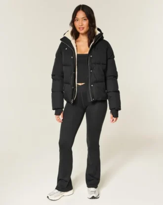All-weather pufferjas met voering van imitatiebont