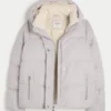 All-weather pufferjas met voering van imitatiebont