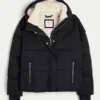 All-weather pufferjas met voering van imitatiebont