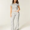 Always Cozy gebreide broek met omgeslagen taille en wijde pijpen