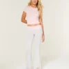 Always Cozy gebreide broek met omgeslagen taille en wijde pijpen