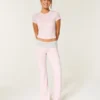 Always Cozy gebreide broek met omgeslagen taille en wijde pijpen
