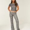Always Cozy gebreide broek met omgeslagen taille en wijde pijpen