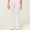 Always Cozy gebreide broek met omgeslagen taille en wijde pijpen