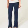 Always Cozy gebreide broek met omgeslagen taille en wijde pijpen