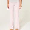 Always Cozy gebreide broek met omgeslagen taille en wijde pijpen