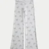 Always Cozy gebreide broek met omgeslagen taille en wijde pijpen