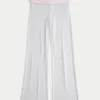 Always Cozy gebreide broek met omgeslagen taille en wijde pijpen