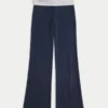 Always Cozy gebreide broek met omgeslagen taille en wijde pijpen