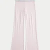 Always Cozy gebreide broek met omgeslagen taille en wijde pijpen