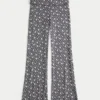 Always Cozy gebreide broek met omgeslagen taille en wijde pijpen