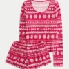 Always Cozy set met lange mouwen, ronde hals en korte broek