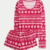 Always Cozy set met lange mouwen, ronde hals en korte broek
