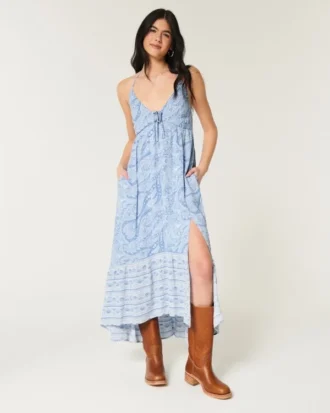 Asymmetrische halter maxi-jurk