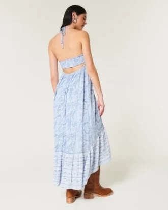 Asymmetrische halter maxi-jurk