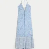 Asymmetrische halter maxi-jurk