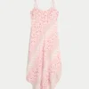 Asymmetrische midi-jurk met asymmetrische zoom