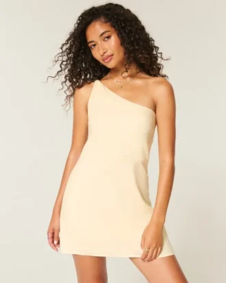 Asymmetrische mini-jurk van linnenmix
