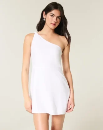 Asymmetrische mini-jurk van linnenmix
