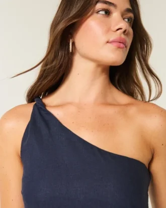 Asymmetrische mini-jurk van linnenmix