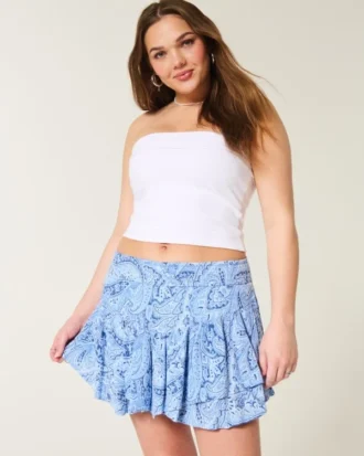 Asymmetrische mini-rok met gelaagde zoom