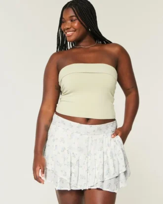 Asymmetrische mini-rok met gelaagde zoom