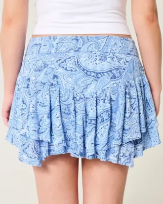 Asymmetrische mini-rok met gelaagde zoom