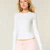 Baby-T-shirt met lange mouwen, naadloze stof en ronde hals