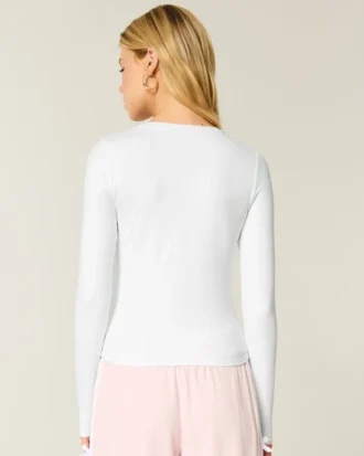 Baby-T-shirt met lange mouwen, naadloze stof en ronde hals