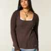 Babydoll met lange mouwen en vierkante hals Babydoll met lange mouwen en vierkante hals