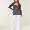 Babydoll met lange mouwen en vierkante hals Babydoll met lange mouwen en vierkante hals