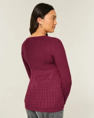 Babydoll met lange mouwen en vierkante hals