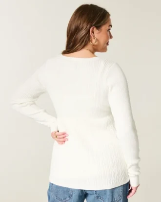 Babydoll met lange mouwen en vierkante hals