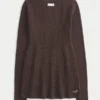 Babydoll met lange mouwen en vierkante hals Babydoll met lange mouwen en vierkante hals