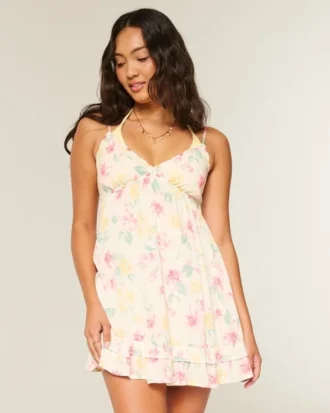 Babydoll-mini-jurk met touwversiering