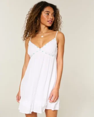 Babydoll-mini-jurk met touwversiering