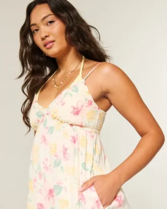 Babydoll-mini-jurk met touwversiering