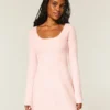 Babydoll-sweatermini-jurk met strik aan de achterkant