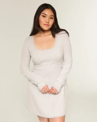 Babydoll-sweatermini-jurk met strik aan de achterkant