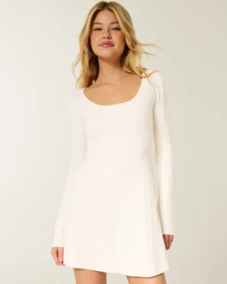 Babydoll-sweatermini-jurk met strik aan de achterkant