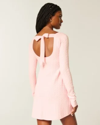 Babydoll-sweatermini-jurk met strik aan de achterkant