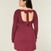 Babydoll-sweatermini-jurk met strik aan de achterkant