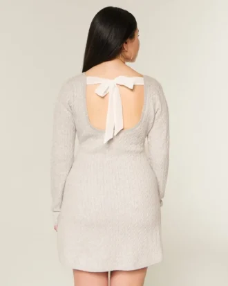 Babydoll-sweatermini-jurk met strik aan de achterkant